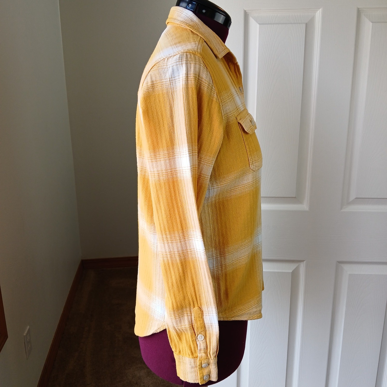 Universal Thread Cotton Yellow Plaid Button-up Sh… - image 5