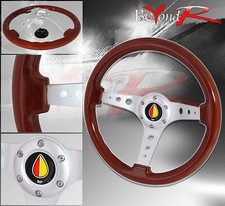 350mm Light Wood Chrome Circles Designed Steering Wheel Jdm Orange Yellow Button