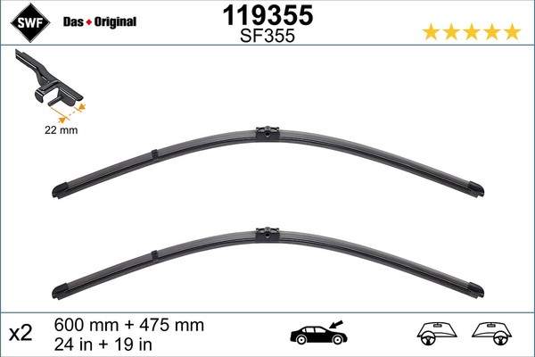 SWF Wischblatt Scheibenwischer DAS Original SET 119355 FüR Audi Skoda VW A3 Golf-image