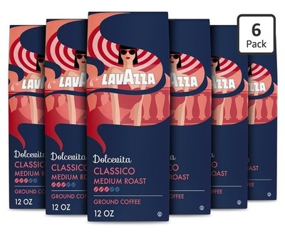 Lavazza Dolcevita Classico Ground Coffee 6×12oz Medium Roast Robust BB: 03/30/28