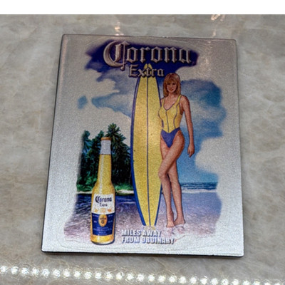 Corona Extra Custom Hot Rod Pickup Collectible Model Car Silver Surfboard Girl