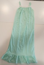 Vintage Her Majesty Long Mint Green Sleeveless Nightgown Lace Nylon Size 10