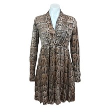 H&M Women’s Snake Animal Print Wrap V-Neck Long Sleeve Mini Dress Size M