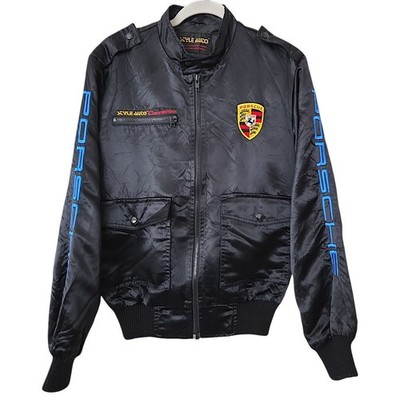 ジャケット・アウター 80s vintage racing leather bomber jacket Vintage Auto Porsche Racing Jacket 70s 80s Bomber Made in British