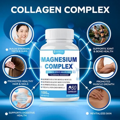 Magnesium Complex Supplement With Glycinate Citrate, Malate Oxide, Supports Bone