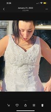 Elegant Sequin Formal White Wedding Dress Size 8