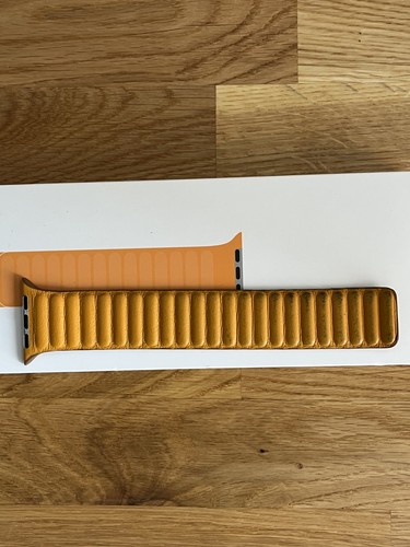 OFFICIAL GENUINE APPLE WATCH LEATHER LINK BAND STRAP California Poppy 44mm M/L - Afbeelding 4 van 11