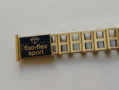 Uhrenarmband 20mm NEU Vintage Vergoldet Rowi Fixo Flex Americ Metall    Nr16P17