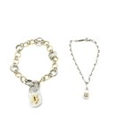 Tiffany & Co. Sterling 18k Yellow Gold Padlock Key Bracelet Lot of 2 #S5646-3 — photo 1