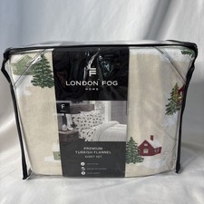 London Fog Home Premium Turkish Full Flannel Sheet Set Winter Cabin Cottage