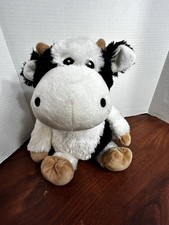 Warmies Cozy Plush Heatable Stuffed Animal Black  White Cow 10inch Seated