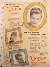 newspaper ad 1945 American Weekly VOGUE hair accessories "pretty as a picture"
