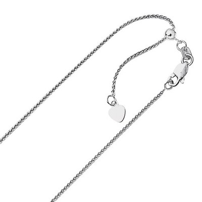 1,00 mm Massive Verstellbare Spiga Weizen Kette Halskette ECHT 10K Weißgold 22'' 2,4 gr