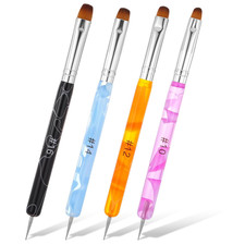 4 Pcs Gel Nail Brush French Gel Acrylic Nail Art Brush with Dotting Tool Extensi