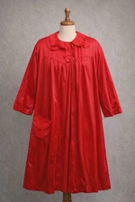 Vintage Peignoir Set Nightgown & Robe Lace Trim Cottagecore Medium Red