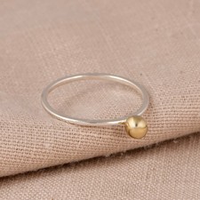 Elegant Two-Tone Minimalist Ball Ring, Dainty Stacking Ring For Anniversary Gift
