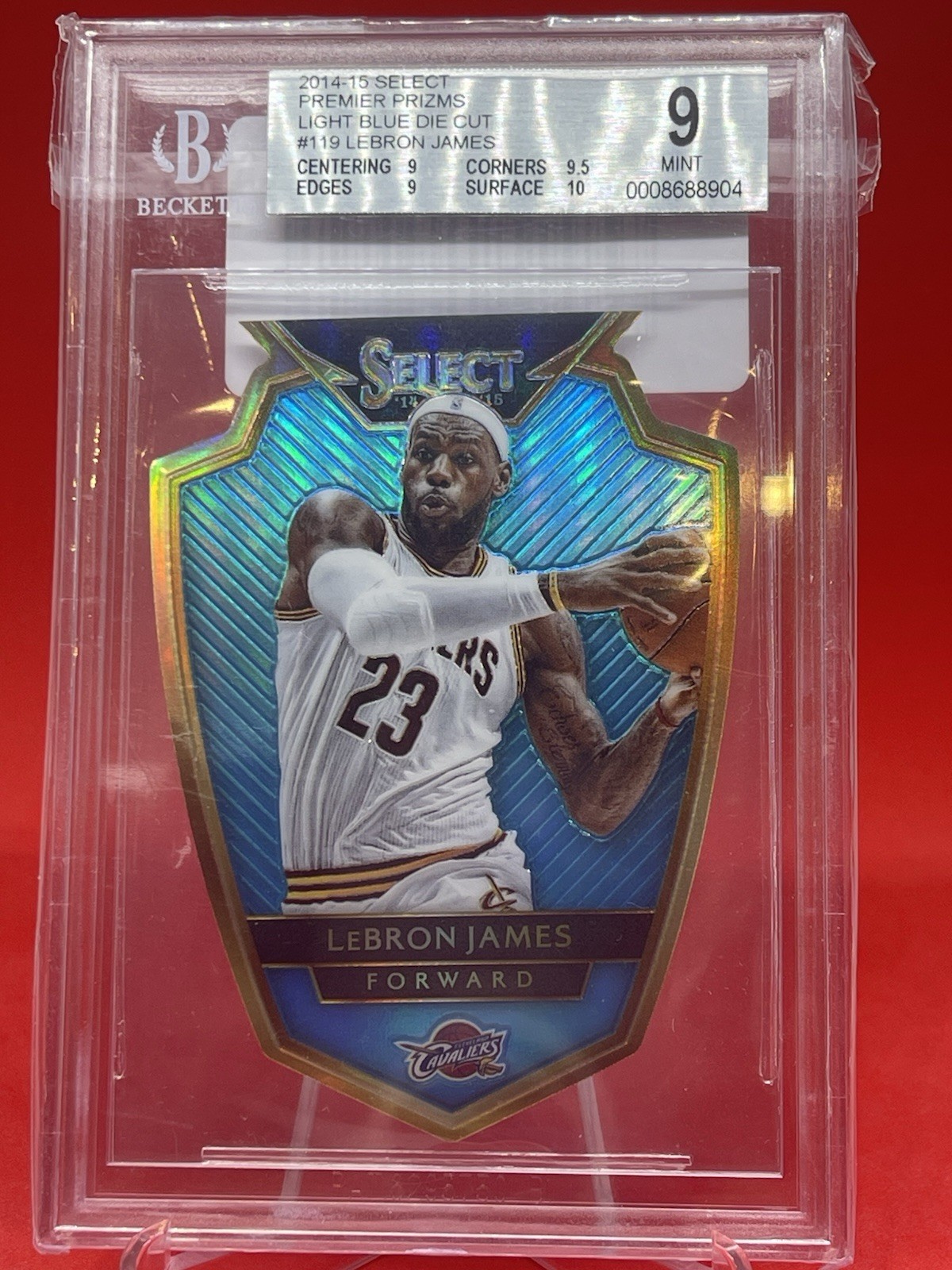 LeBron James, Panini Select, 2014-2015 Light Blue Diecut #124/199 BGS9