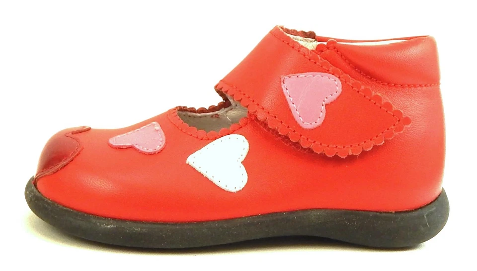 DE OSU - España - Bebés Niñas Cuero Rojo Charol Rosa Corazón Botas -Europeas -Talla 4.5 Foto 2 de 4