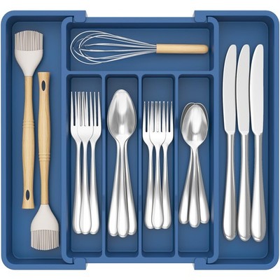 Lifewit Silverware Drawer Organizer, Medium (8.5-14''W x 12''D), Dark Blue 