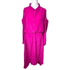 $25 SALE Revolve Line & Dot Barbie Pink 100% Silk Maxi Dress, L
