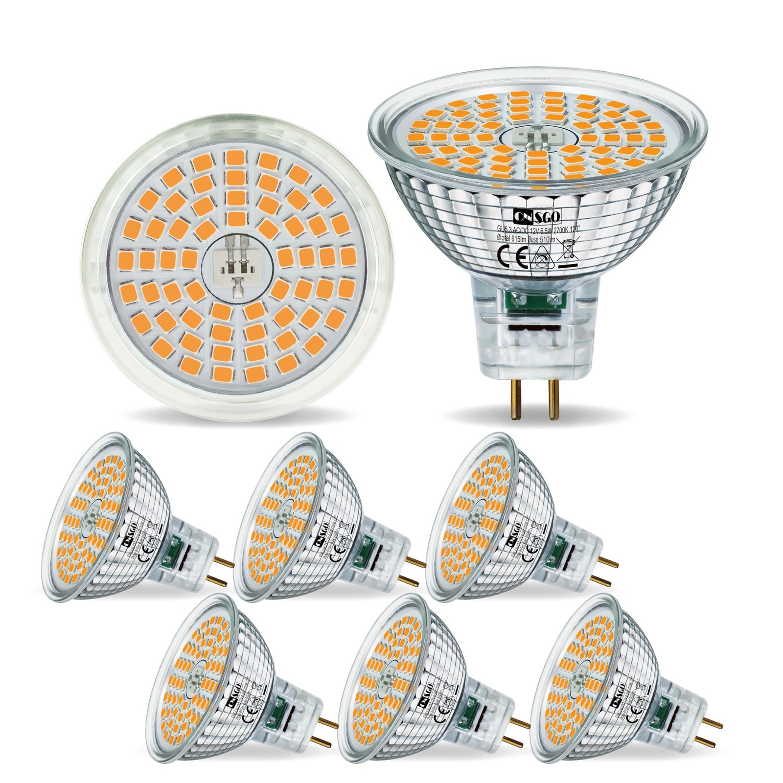 Ampoule LED GU5.3 MR16 blanc chaud 2700K 615 lumens pour spot plafond