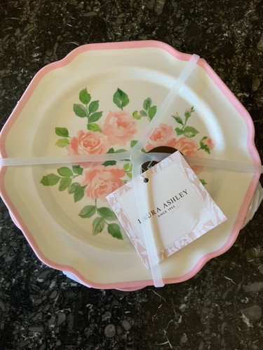 LAURA ASHLEY Melamine Pink Roses 8.5” Salad Plates SET OF 4 NEW Shabby Chic - 第 1/3 張圖片