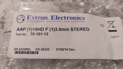 Extron  70-101-13 (1) 15HD F (1) 3.5mm Stereo Single Space AAP Black. Lot Of 3 