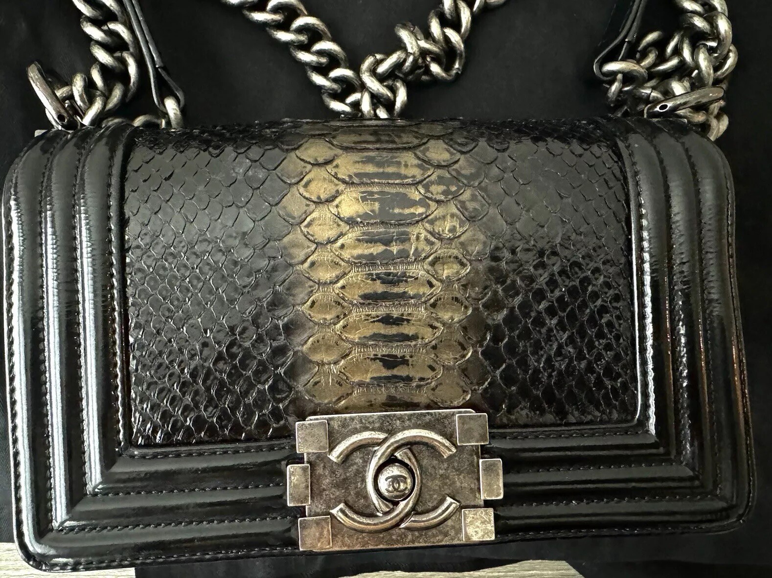Authentic✨CHANEL BOY Flap Bag Python Small, Limit… - image 2