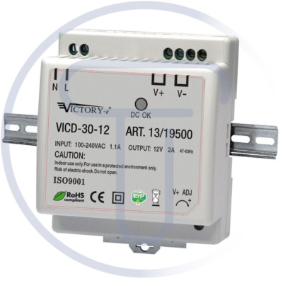 Switching power supply 12Vdc 4.5A 60W, din rail TS-35/7.5 and TS-35/15