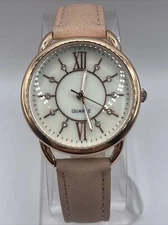 Accutime Women's Quartz Watch Rose Gold Case Pink Band- New Battery