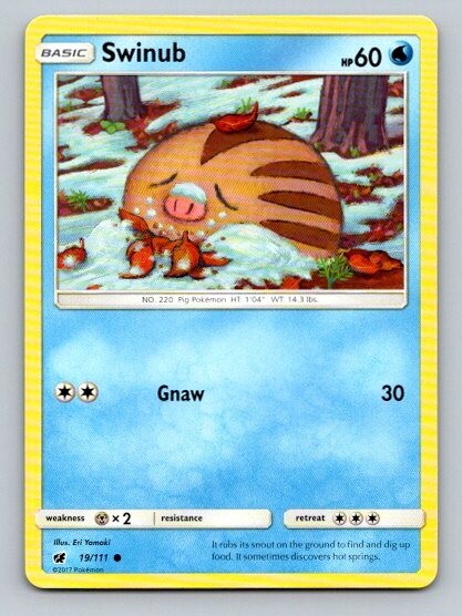 2017 Pokemon Card Crimson Invasion Swinub 19/111