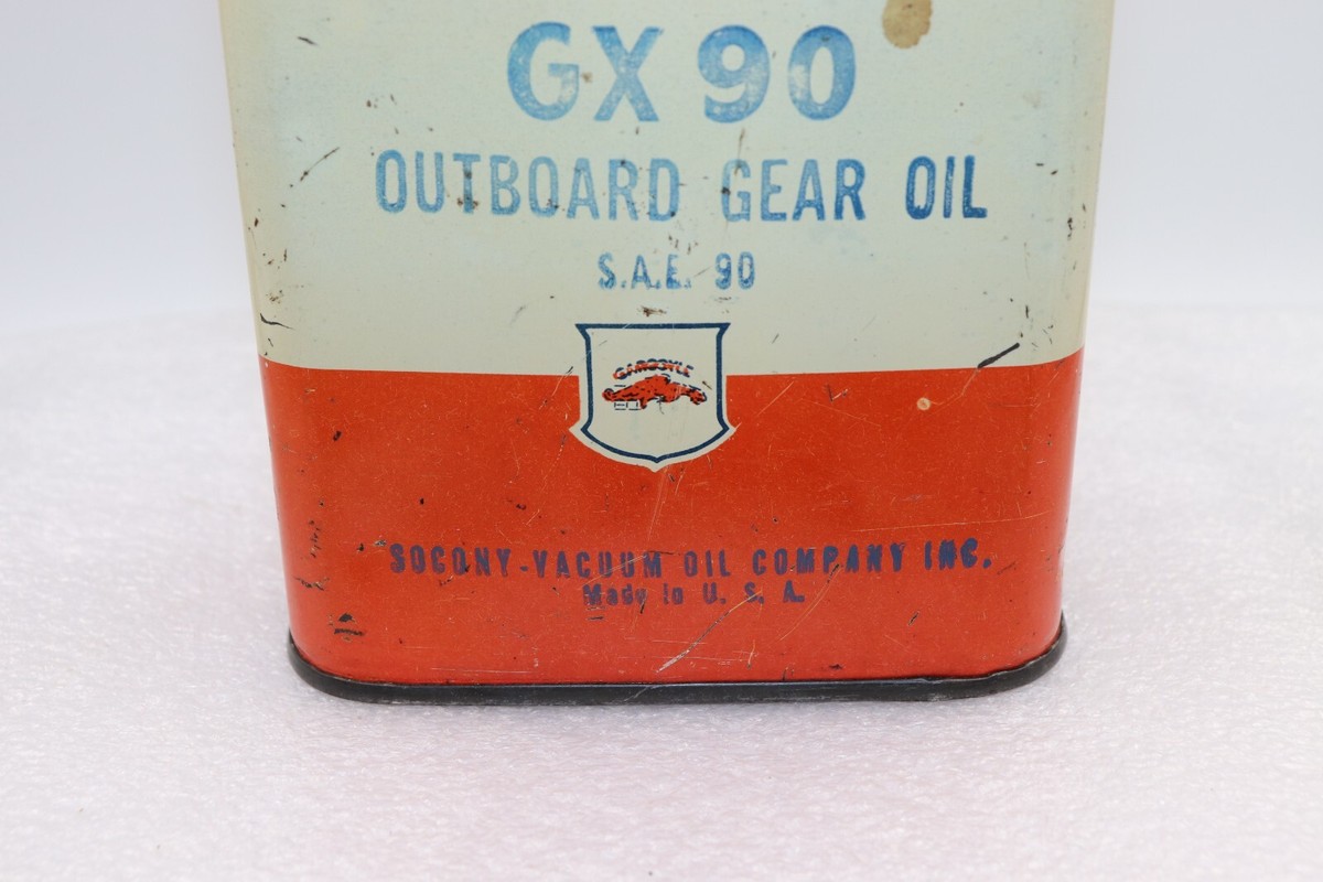 Vintage Mobilube GX 90 Outboard Gear Oil Can Metal Spout SAE 90