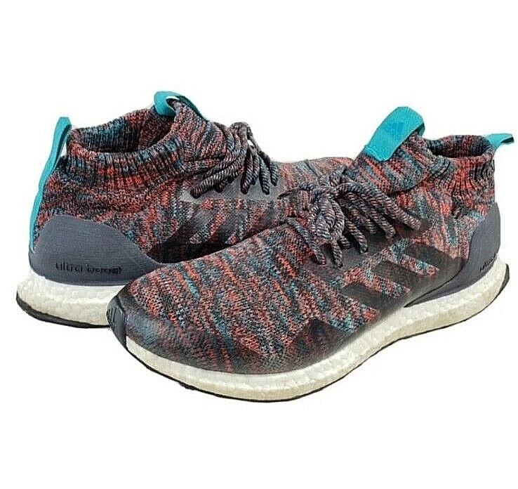 ADIDAS UltraBoost Primeknit Mid Sz 9.5 Dark Grey/Hi Res Aqua/Multi G26843 ADIDAS UltraBoost Primeknit Mid Sz 9.5 Dark Grey/Hi Res Aqua  main image 2
