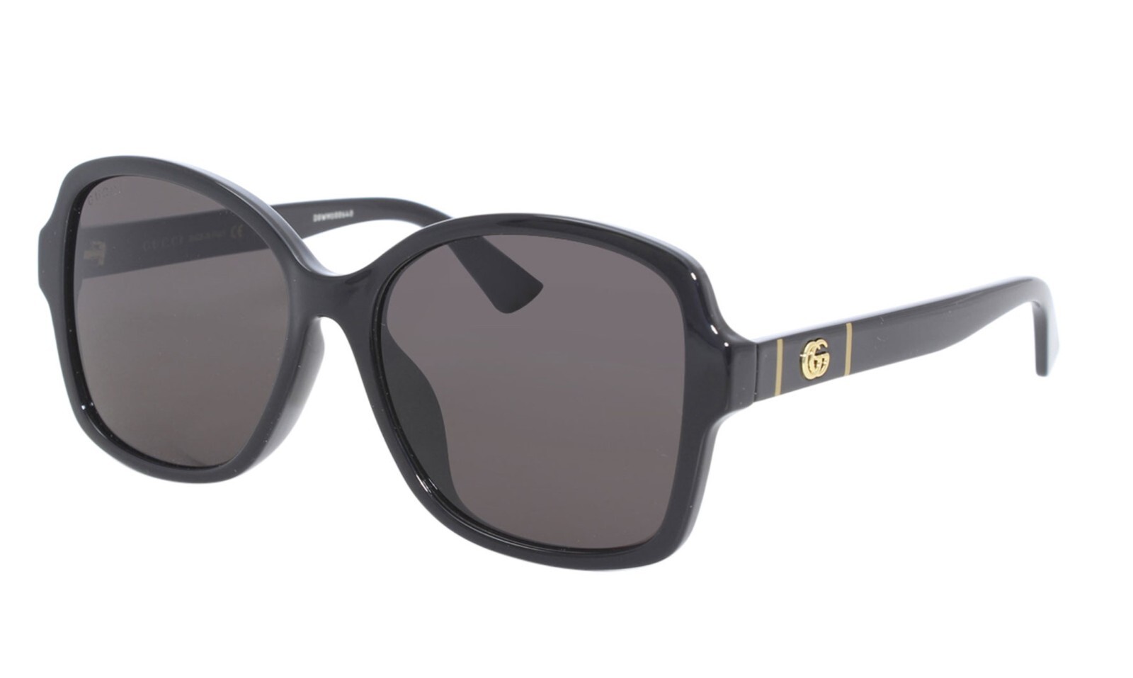 New GUCCI GG0765SA 002 57mm Black Gold GG Square Oversized Sunglasses Italy