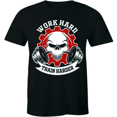 Work Hard Train Harder Funny Gym Fitness Training To Men's T-shirt Tee 2A