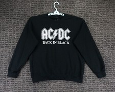 ACDC Sweatshirt Mens Medium Black Crewneck Pullover Back In Black Music Rock