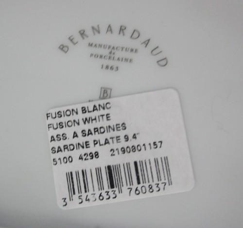 Set of 4 Unused BERNARDAUD (France) "Fusion" Sardine Plates, Never Used - Picture 6 of 6