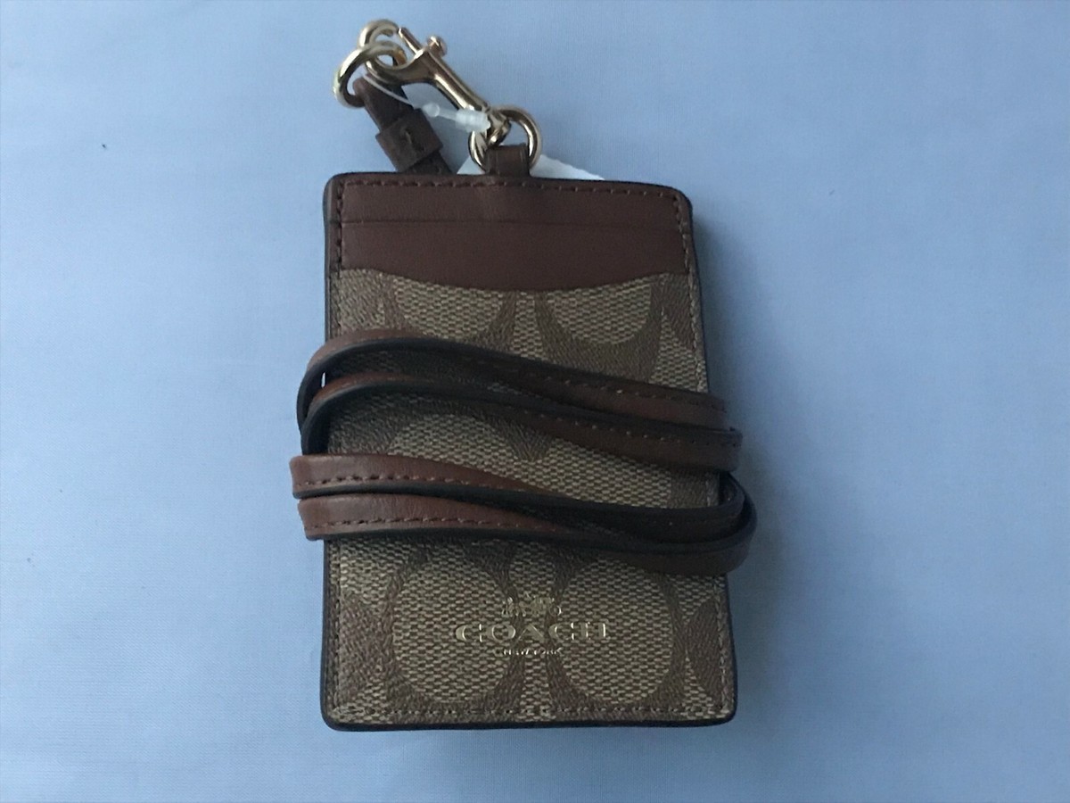 Coach ID Lanyard Badge Holder Case Card Neck Signature PVC Leather