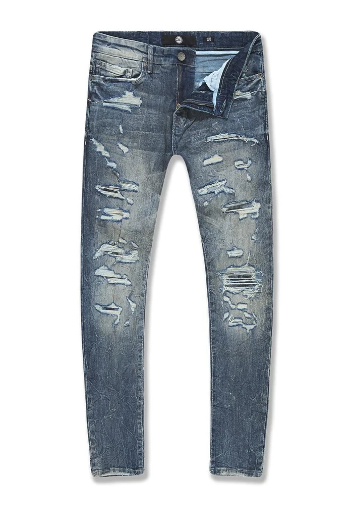 NEW MEN'S SEAN - ELMHURST DENIM (STUDIO BLUE) DESTROYED DENIM SIZE