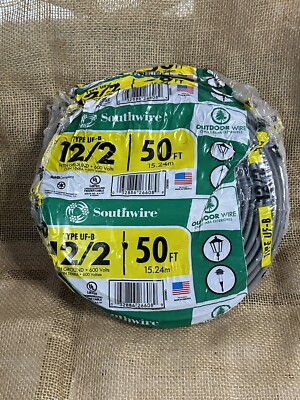 Southwire Outdoor Electrical Wires 50 ft 12/2 Gray Solid CU UF-B W/G Wire Copper