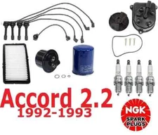 Tune Up Kit Air Fuel Filters Cap Rotor Spark Plugs Wires For Honda Accord 2.2L