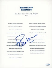 PETER NOONE HERMANS HERMITS SIGNED AUTOGRAPH LYRIC SHEET ACOA 