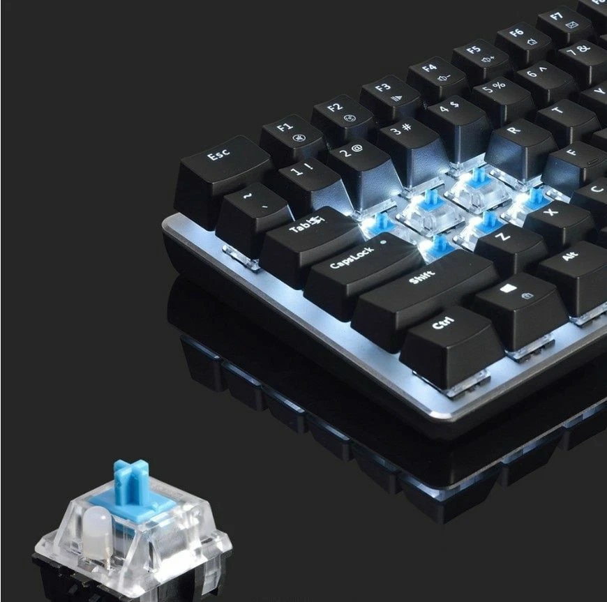 Mechanical RGB Backlit USB Wired 82 Key Blue Black Axis Keyboard for PC Notebook