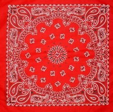 New 22" Red Paisley Bandana Handkerchief Scarf 100% Cotton Made In USA