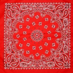 Black Red White Paisley Freeform Cotton Bandana Scarf 22 inches square standard