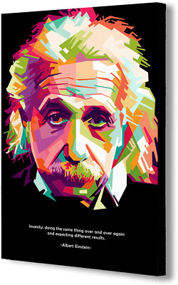 Albert Einstein - Berühmtes Zitat - Gerahmter Leinwand Wandbild Kunstdruck - verschiedene Größen