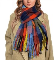 Women Fashion Grid Winter Warm Large Plaid Scarf Blanket Stylish Long Shawl Wrap