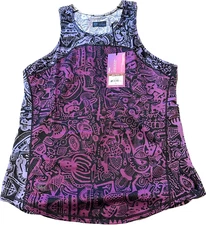Janji Tank Top Womens Size S Purple Tech Java Collection Artist Series Batik 