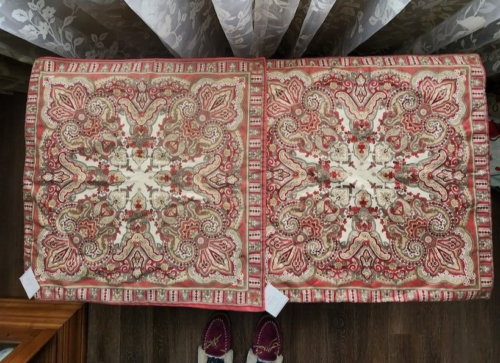 2 Pottery Barn Pillow Covers Paisley Florentine Provincial NWT Taupe Coral 24x24