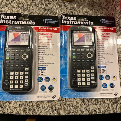 LOT of 2 -  TI-84 PLUS CE Enhanced Graphing  PYTHON Calculator - BRAND NEW